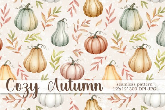 Download Autumn Pumpkins Leaves Seamless Pattern - Leaves Collection