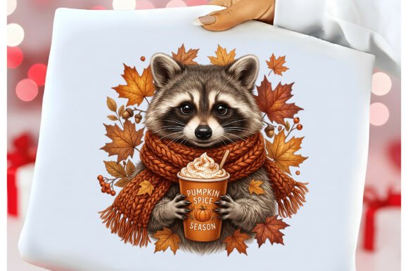 Download Autumn Leaves Pumpkin Spice Raccoon PNG - Leaves Collection
