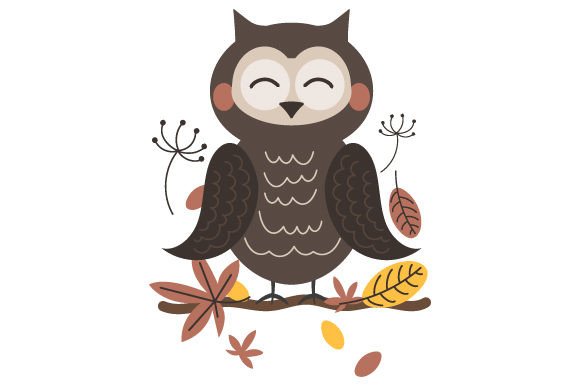 Download Cute Owl with Autumn Leaves Scandinavian Style - Leaves Collection