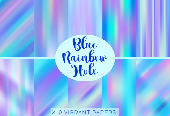 Download Bright Blue Rainbow Holographic Papers - Graphic Collection