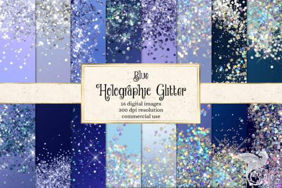 Download Blue Holographic Glitter Digital Paper - Graphic Collection