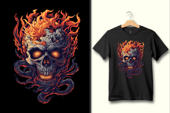 Download Fiery Skull Head on Fire PNG Graphic Art - Graphic Collection