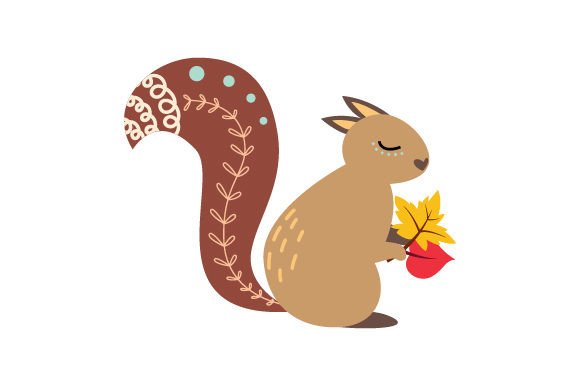 Download Cute Squirrel with Autumn Leaves Scandinavian Style - Leaves Collection
