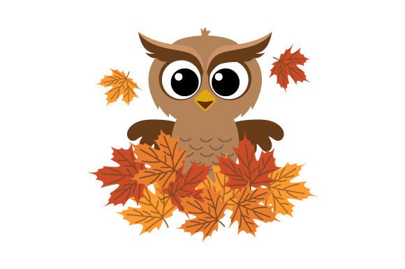 Download Cute Owl with Autumn Leaves Scandinavian Style - Leaves Collection