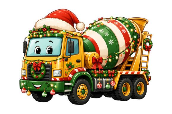 Download Christmas Cement Mixer Truck PNG - Cement Collection