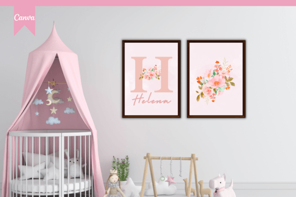 Download Custom Name Girl Nursery Wall Art, Canva - Premium Bundle