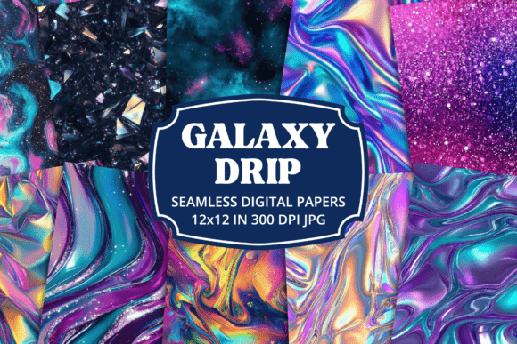Download Galaxy Drip Holographic Textured Paper - Graphic Collection